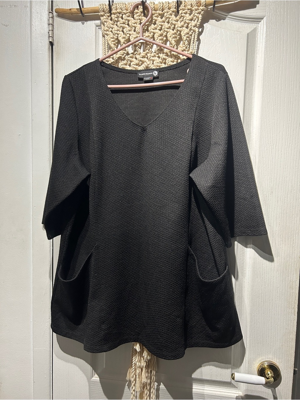Claire France Black V-Neck Tunic with Pockets